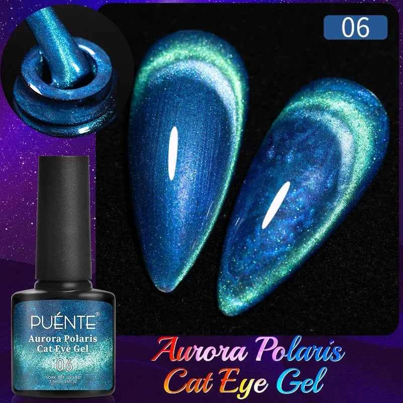 PUENTE Cat Eye Magnetic Gel Nail Polish - Vibrant Starry Galaxy Effect, Soak Off UV, 7.5ML