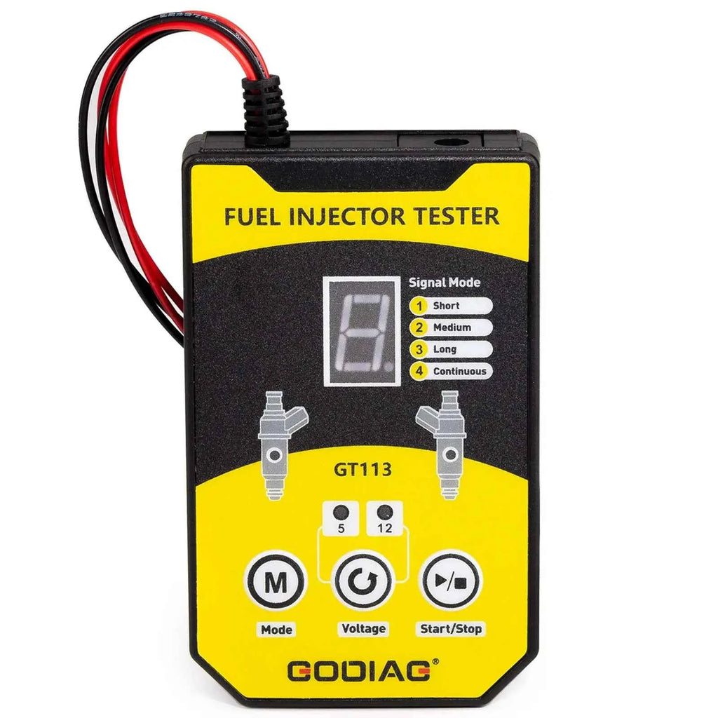 GODIAG GT113 Universal Fuel Injector Tester Cleaner Cleaning Tool with 6 Sizes of Adapters 8 Pulse Modes for Cars Motorcycle