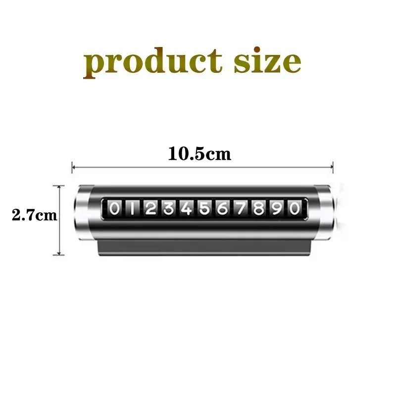 Car Temporary Parking Number Plate Black Aluminium Alloy Material Roller Adjustable Car Parking Plate Car Supplies