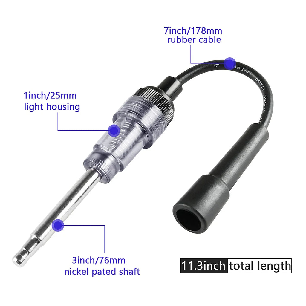 Spark Plug Tester, Engine Ignition Coil Straight Boot Test Light Checker Automotive Car Lawnmower Internal External diagnostic