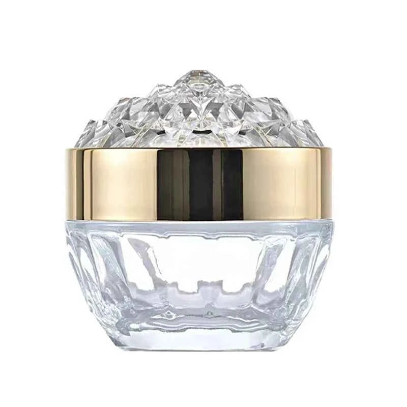 Luxury Glow Diamond Glass Face Cream Jar - 50g Acrylic Container for Creams & Lotions, Perfect Travel Companion