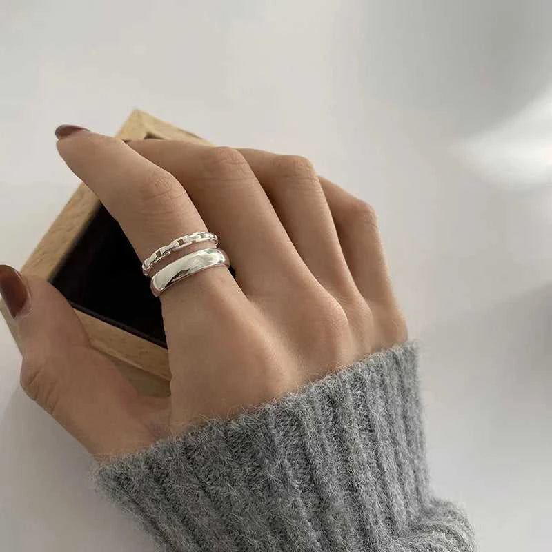 VENTFILLE 925 Sterling Silver Ins Style Double-layer Open Index Finger Ring Women's Fashion Personality Niche Design Jewelry The jack market .AU The jack market .AU Jewellery & Chains $ 47 200000226:175#BTSP1125