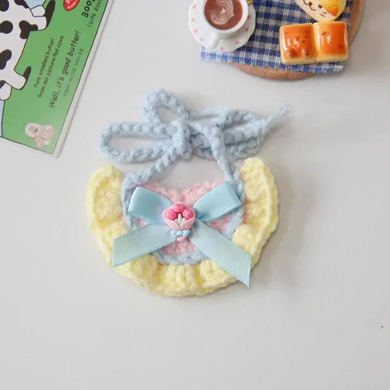 For 15/17cm 3.0 labubu v1/v2/v3 handmade bikini beach sun hat headgear set doll clothes for Ropa labubu decoration