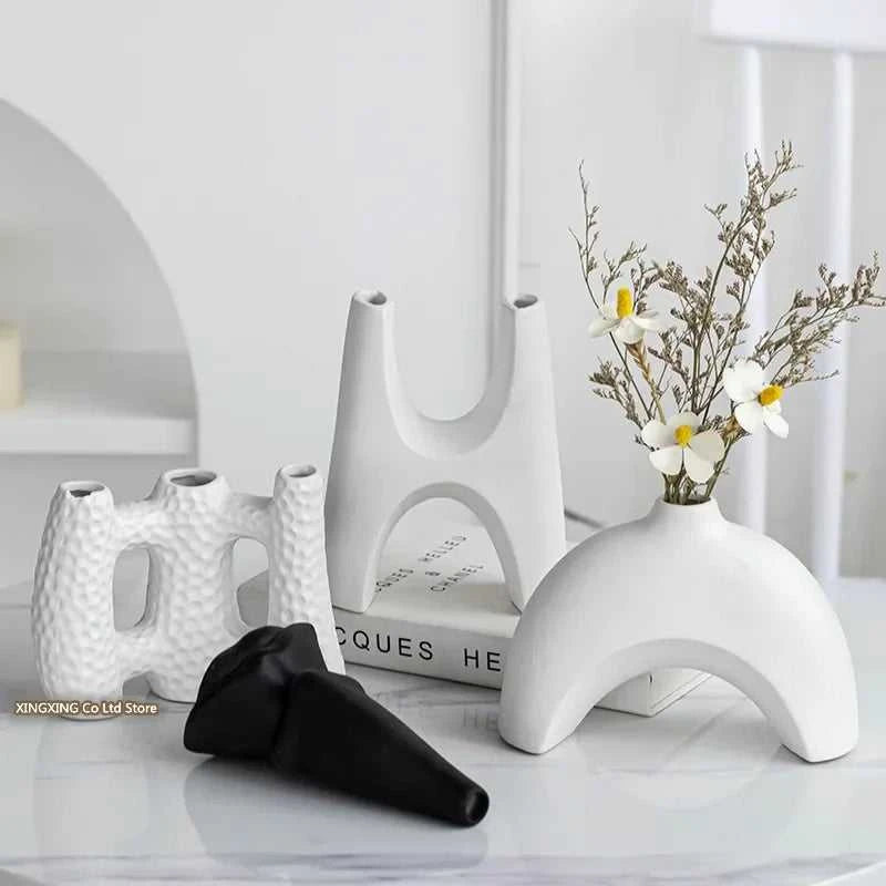 Nordic Decoration Home Flower Vase Black and White Art Ceramic Vase Minimalism Dried Flower Arrangement Accessories B&B Ornament The jack market .AU The jack market .AU Home $ 51 14:200006155#1pcs