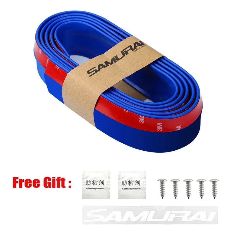 2.5M Car Front Bumper Lip Protector Carbon Fiber Rubber Splitter Chin Spoiler Side Skirt Rubber Anti Scratch Protector Body Kit