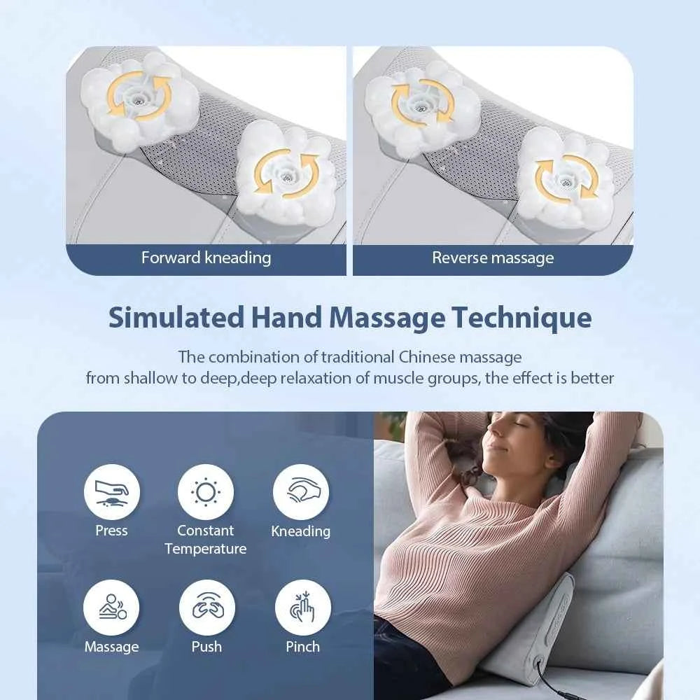 RelaxPro Electric Neck & Shoulder Massage Pillow - Soothing Kneading Relief for Back & Cervical Comfort