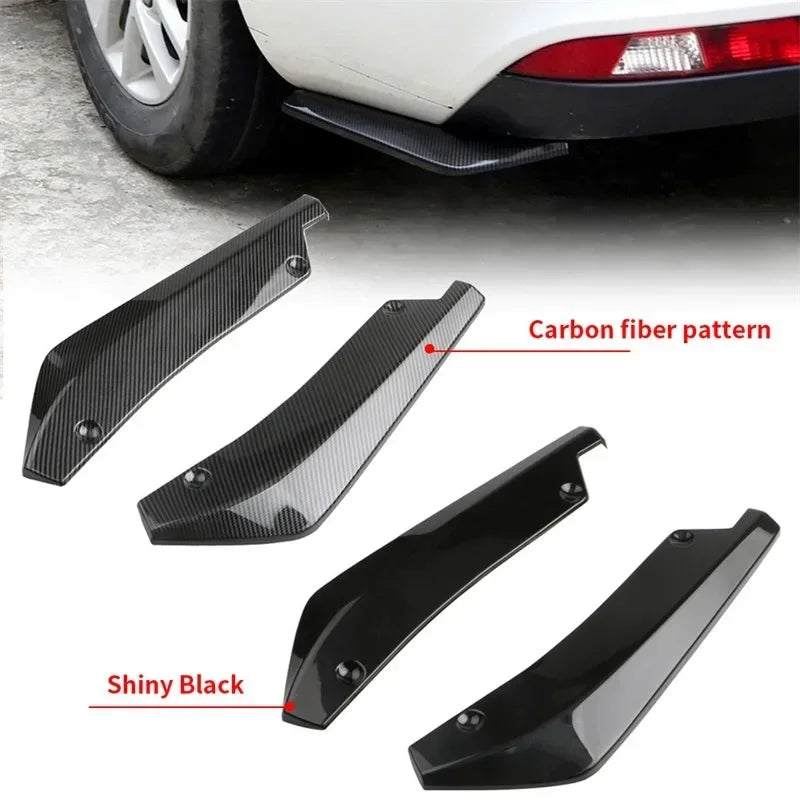 Car Front Rear Anti-collision Corner Protection Universal Carbon Fiber Gloss Black Bumper Strip Rear Spoiler Modification Parts