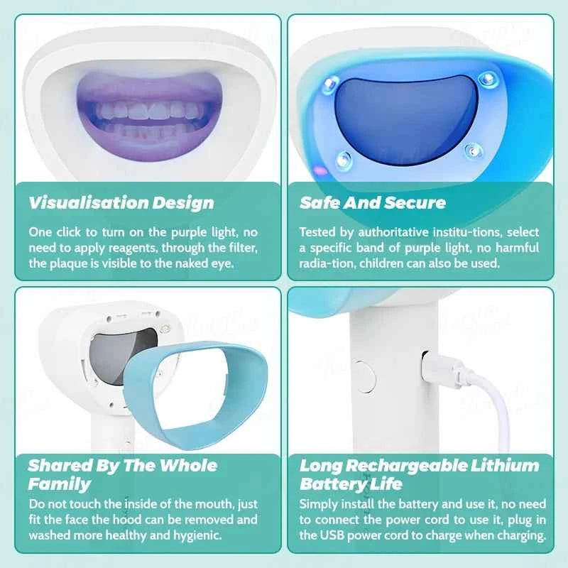 BrightSmile Plaque Detector - Portable Tool for Effortless Home Oral Hygiene for Adults & Kids