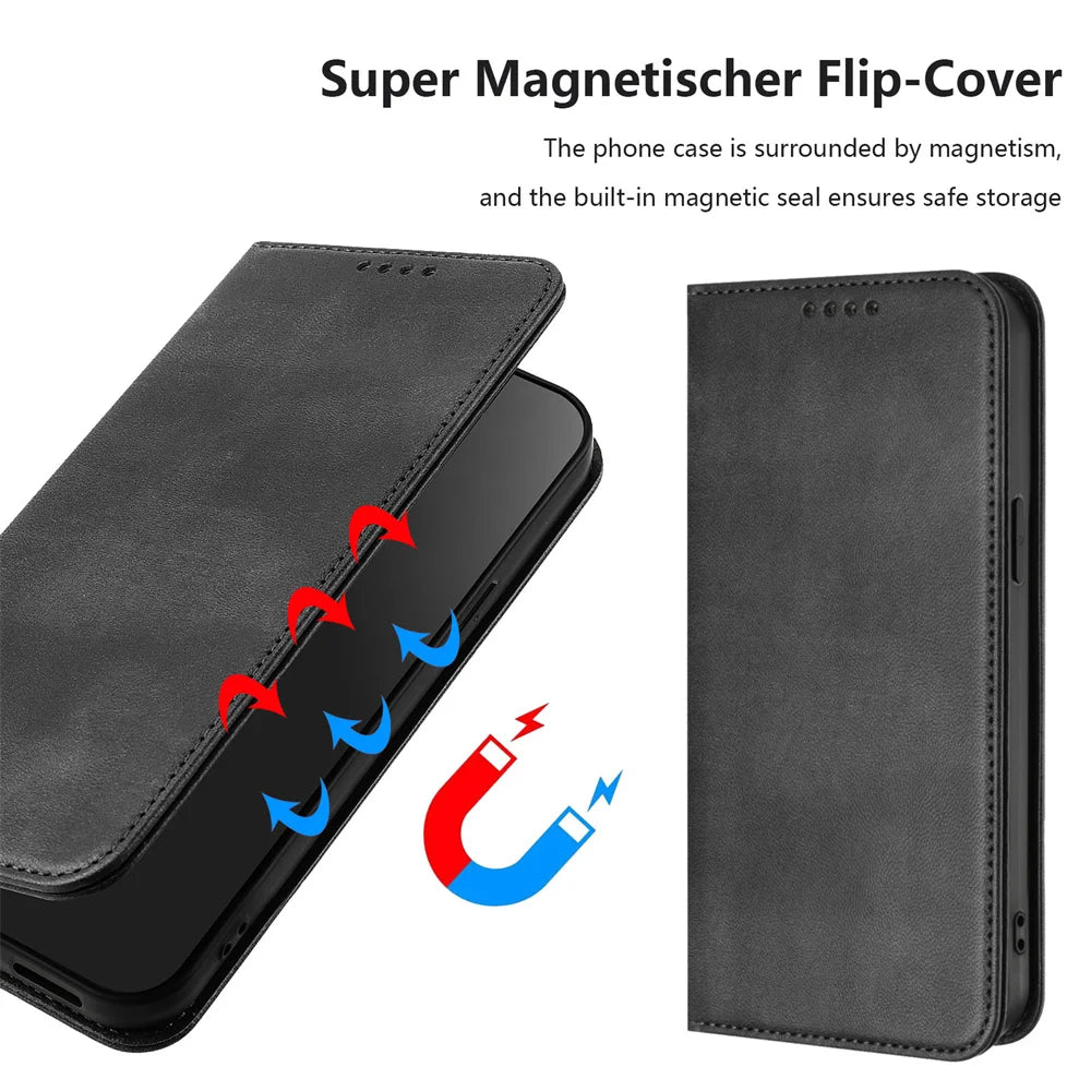 Luxury Leather Wallet Flip Case for Xiaomi Redmi 15/15C & Poco C85 - Magnetic Back Cover