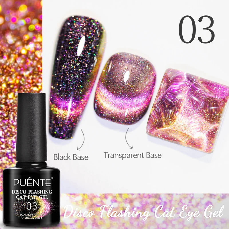 PUENTE Cat Eye Magnetic Gel Nail Polish - Vibrant Starry Galaxy Effect, Soak Off UV, 7.5ML