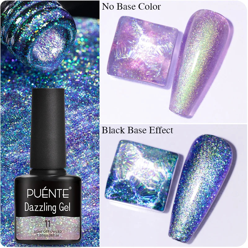 PUENTE Cat Eye Magnetic Gel Nail Polish - Vibrant Starry Galaxy Effect, Soak Off UV, 7.5ML