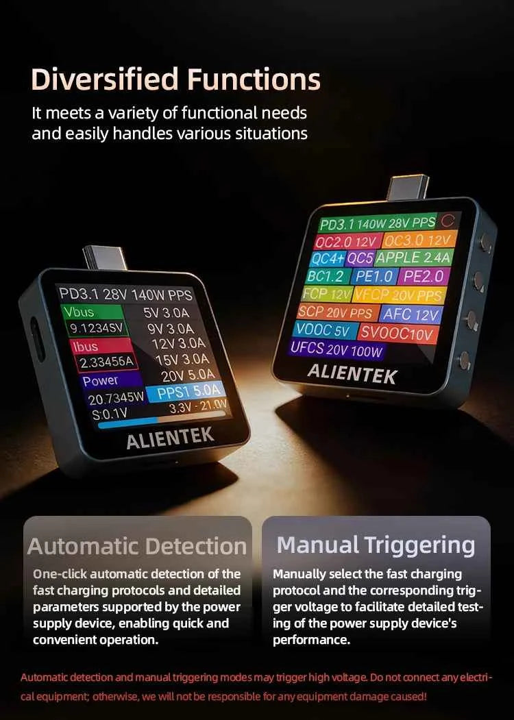 ALIENTEK USB Tester C2 Digital Voltmeter Charging Power Detector PD3.2 Battery Tester Fast Charge Detection Trigger