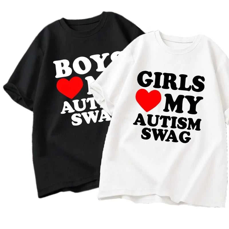 Girls Boys Love My Autism Swag T Shirt Women Men Funny Autistic Girls Awareness Idea T-Shirt Couple Lover Short Sleeve Tees The jack market .AU The jack market .AU Men Fashion $ 30 14:193;5:100014064