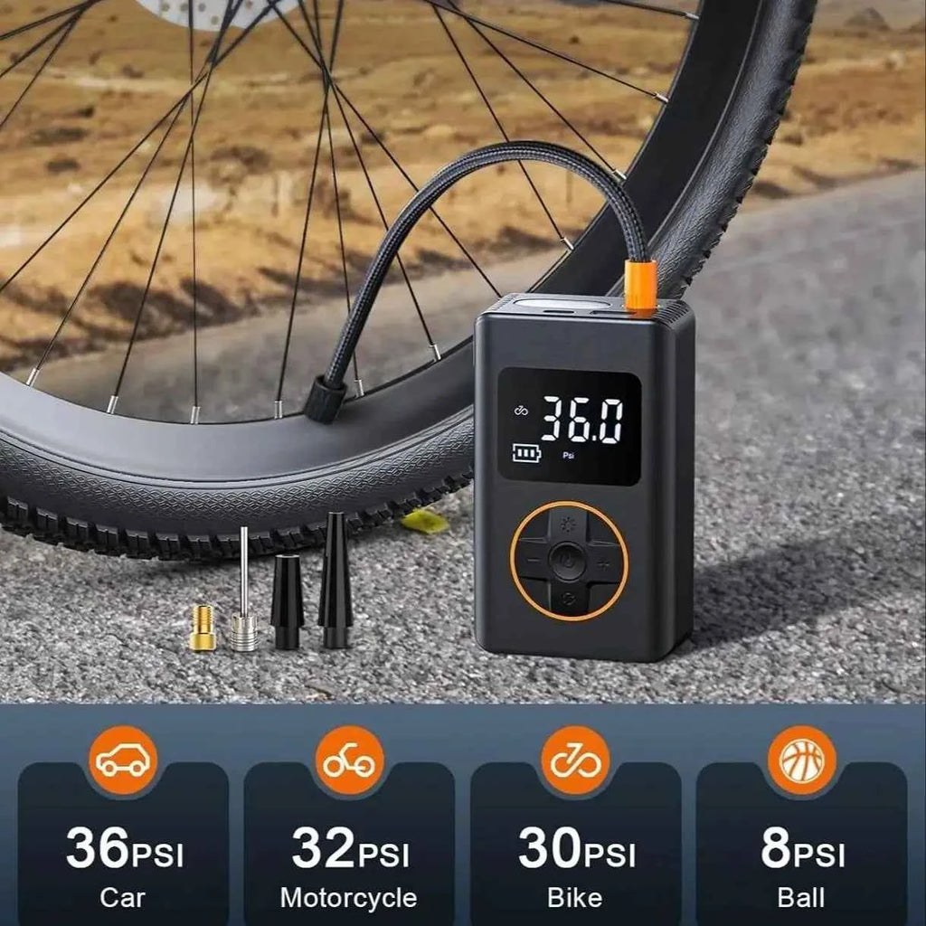 Tire Inflator Portable Air Compressor 150 PSI Cordless Mini Bike Tire Pump, Air Pump for Car with Pressure Gauge, LED Light