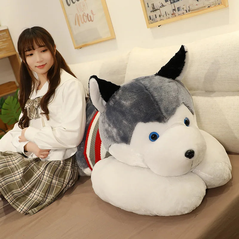 120CM Cute Soft Kawaii Huge Husky Plush Toys Dog Stuffed  Animals Long Pillow Doll For Kids Girlfriend Birthday Gift Home Decor