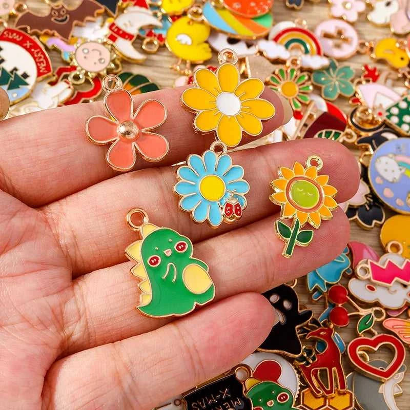 Tusember Mixed Gold Color Alloy Enamel Cute Heart Flower Fruit Charms Pendants For DIY Earrings Bracelet Jewelry Accessories The jack market .AU The jack market .AU Jewellery & Chains $ 50 200001033:200006253#random mix 20pcs