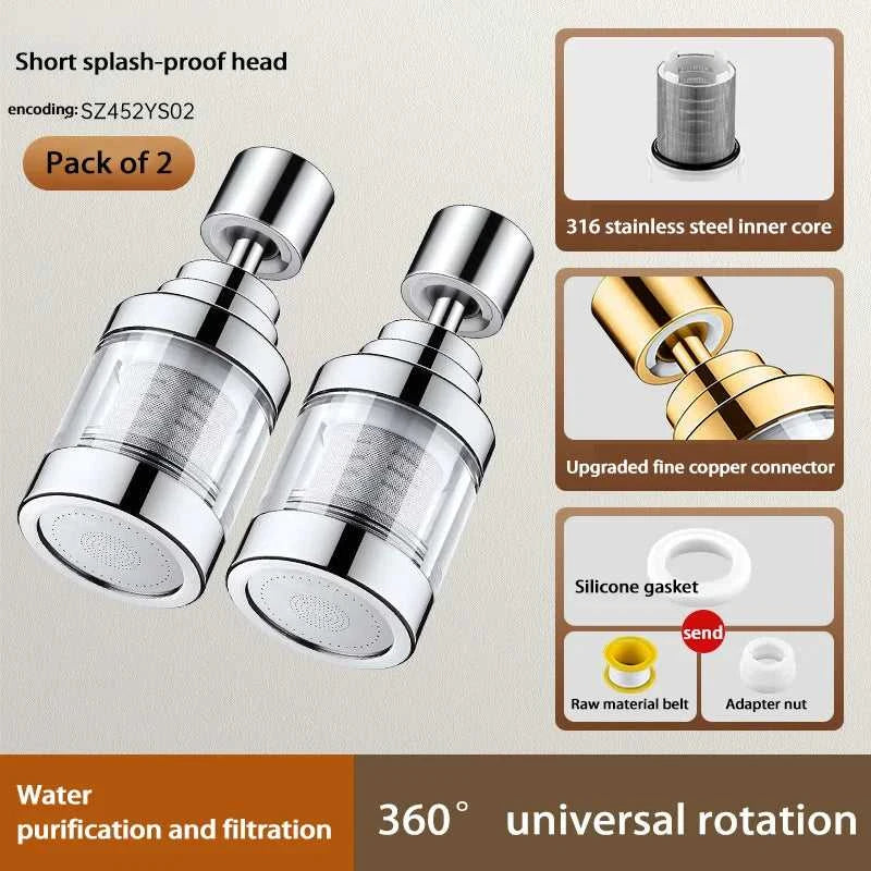 Kitchen Faucet Purifier 360°Rotating Anti Splash Water Telescopic Faucet Extender 316 Stainless Steel Faucet Tap Water Filter The jack market .AU The jack market .AU $ 71 14:10#316 Two Short