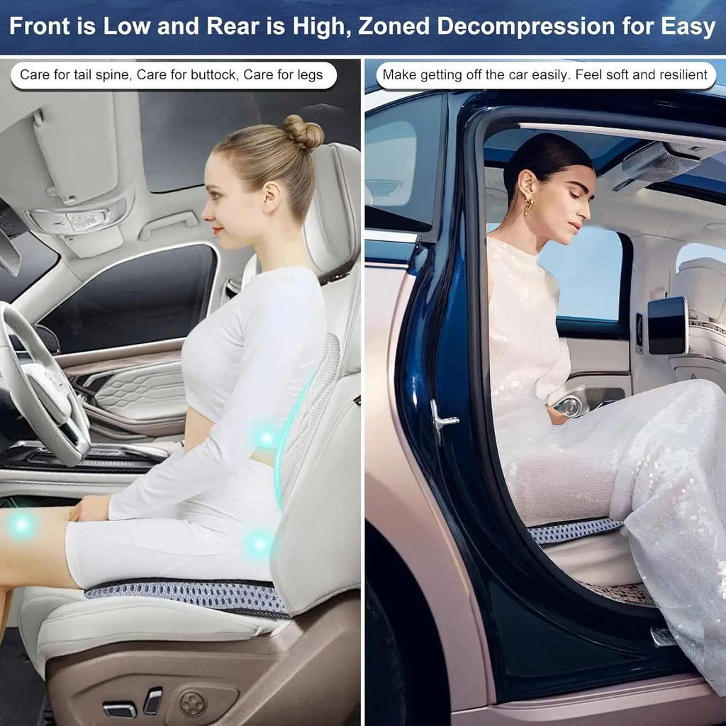 Premium Car Seat Cushion for Enhanced Comfort - Polyurethane Wedge-Shaped Memory Foam Design, Relieves Sciatica and Coccyx Pain
