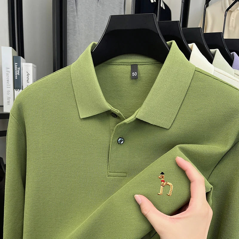 100Cotton Luxury Brand Men's Polo Shirt Exquisite Dog Embroid Long Sleeve Fashion Quality Lapel T-Shirt Business Casual Menswear