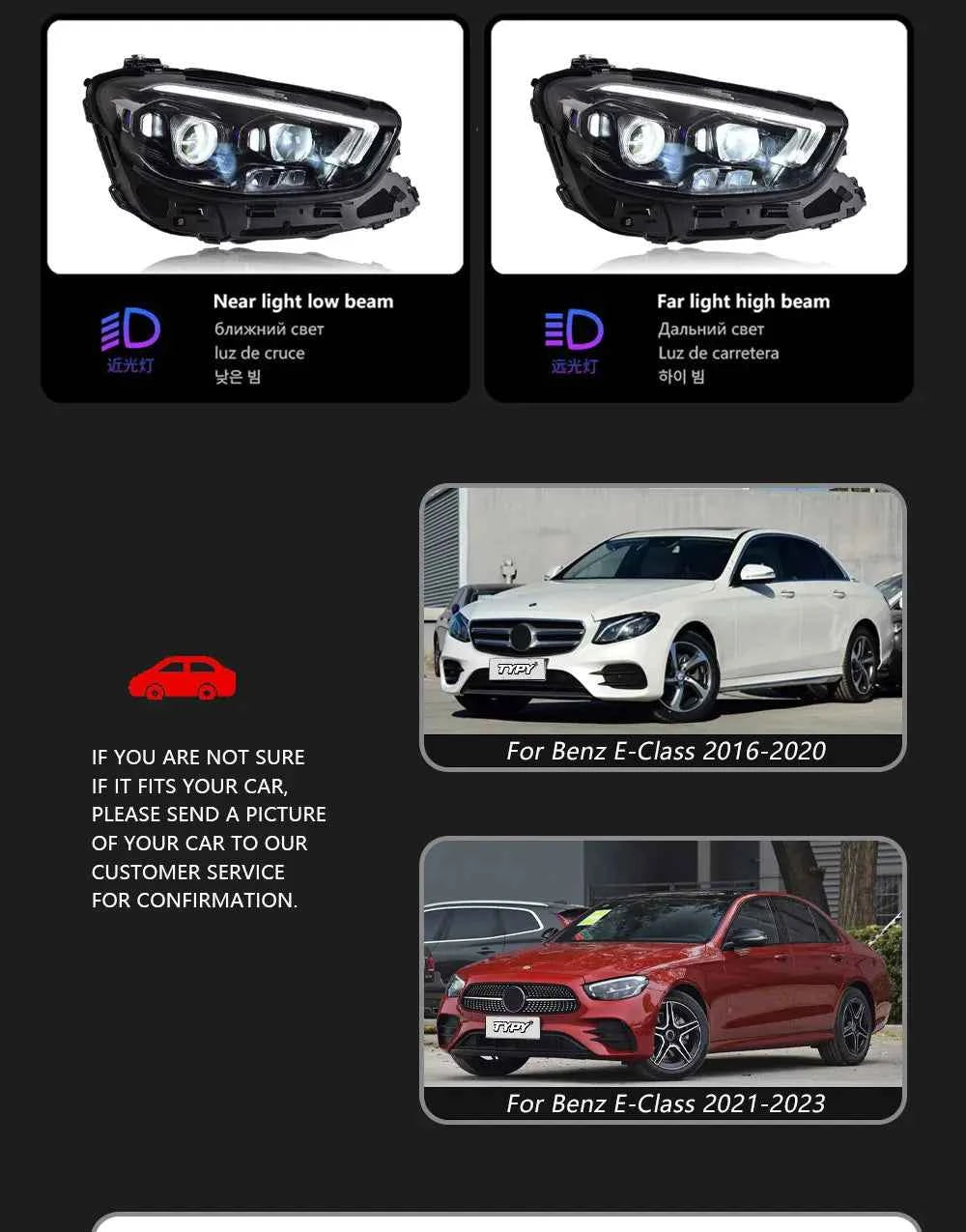TYPY Car Lights For Benz E-Class W213 Headlights 2016-2023 LED Lamps Daytime Running Lights Dynamic Turn Signal Auto Accessories