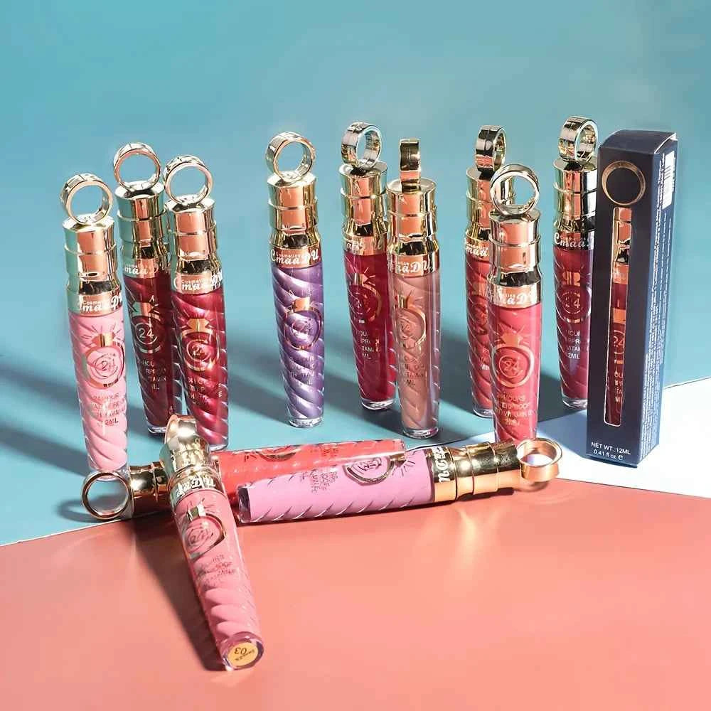 1 Pcs Matte Lip Gloss Waterproof Selection Spiral Glossy Lipstick Long-lasting Non-stick Cup Non-fading Exquisite Gift