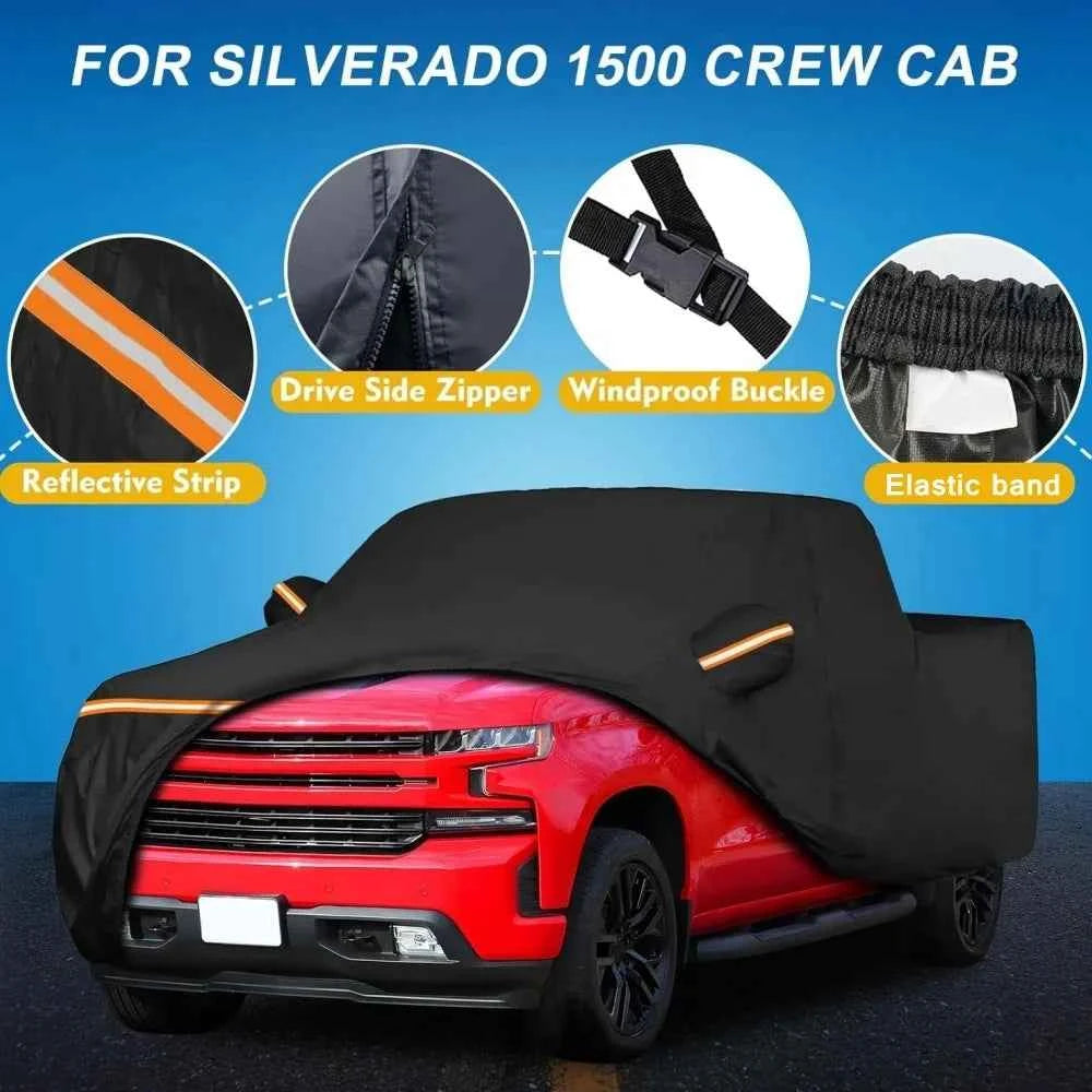 Custom Outdoor Waterproof Car Covers For Chevrolet Silverado 1500 Crew Cab 6.6ft Bed Waterproof All Weather Pickup Truck Cover
