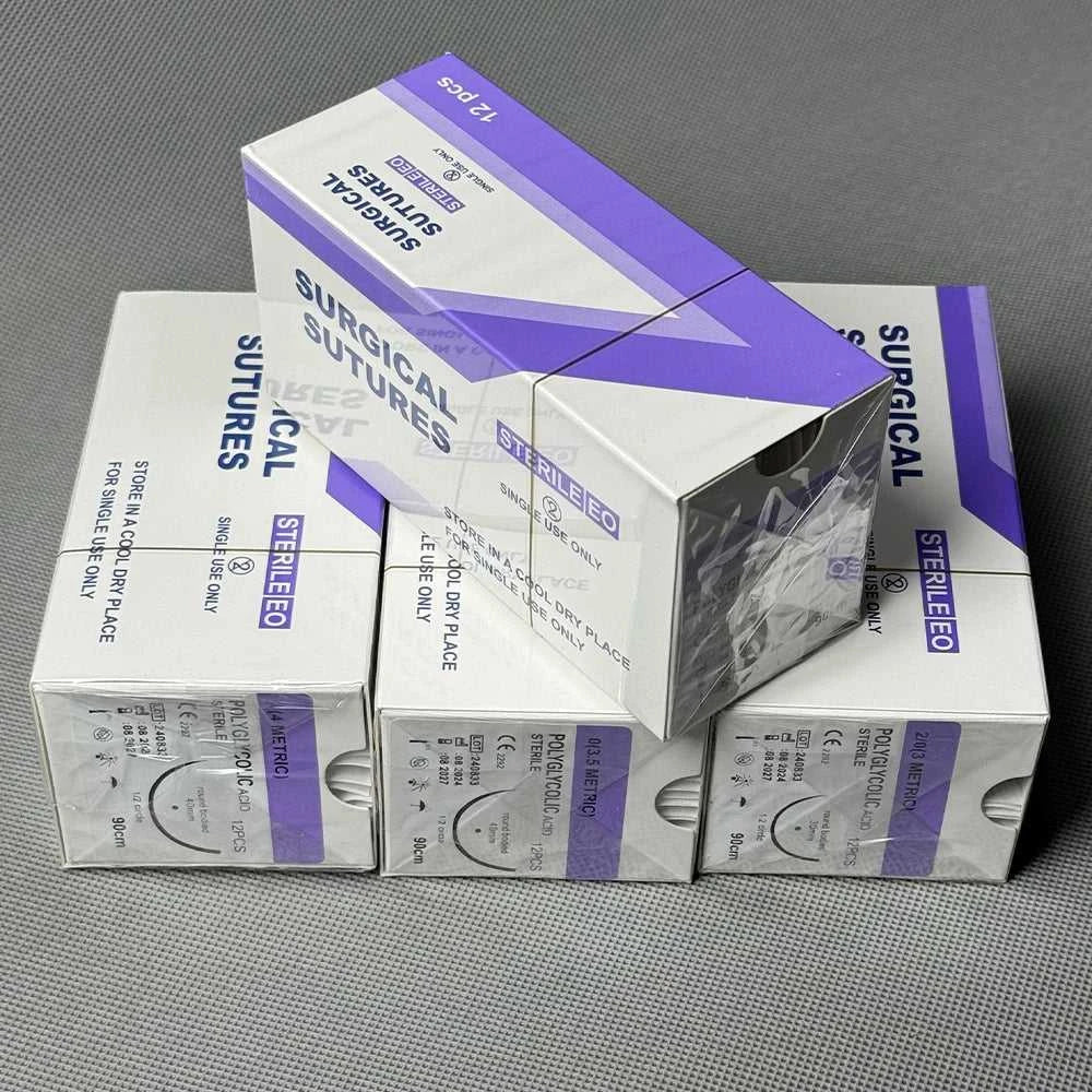 Absorbable Suture Thread Pet Dog PGA Veterinary Surgical Sutures With Needle Polyglycolic Acid Sterile Animal Pet Use 90cm 1box The jack market .AU The jack market .AU Home $ 37 14:175#1(4METRIC)
