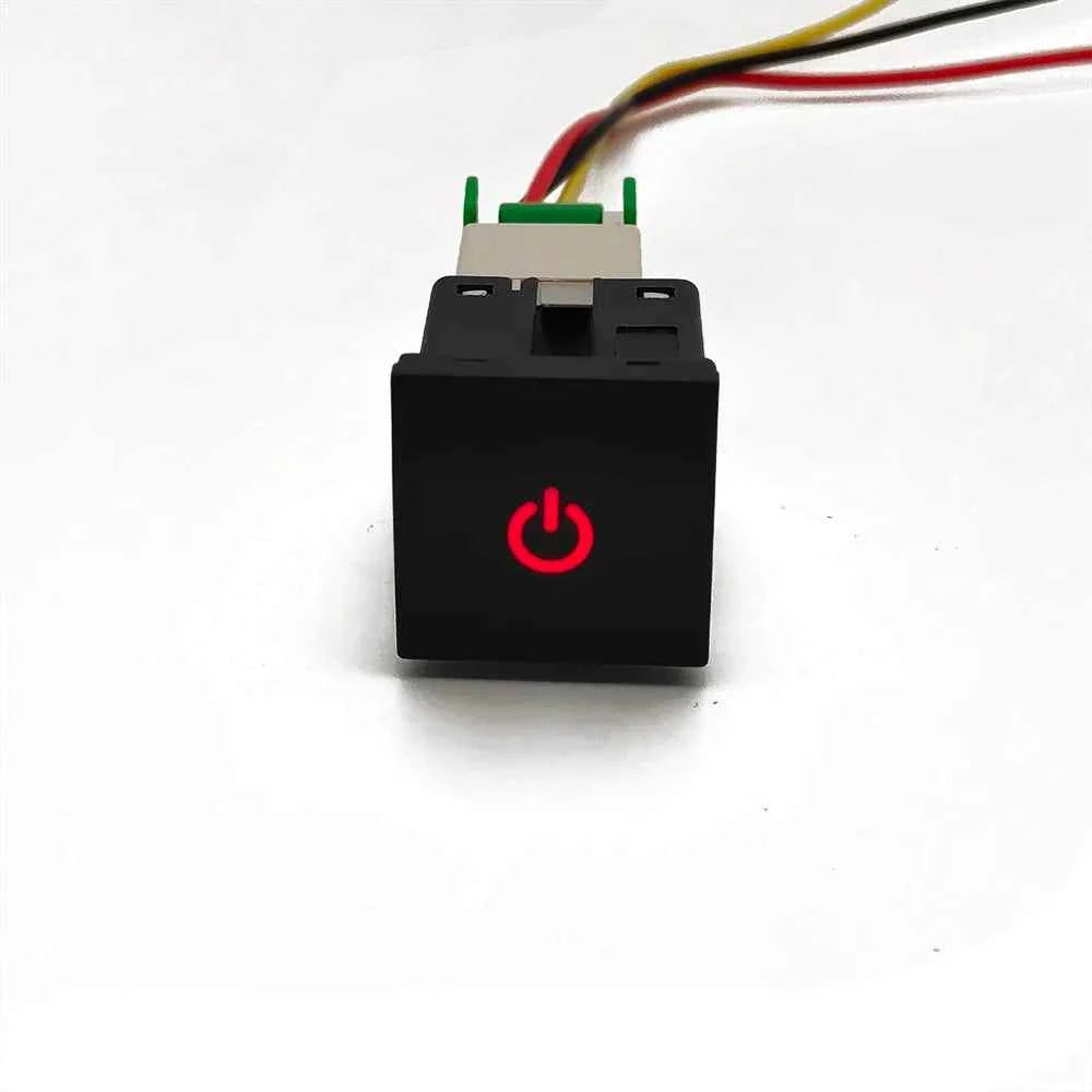 24mm*24mm 1Pc Car Red LED Light DRL Power On Off Music Modified Switch Button With Wire For VW Golf 6 MK6 Jetta 5 MK5 Scirocco