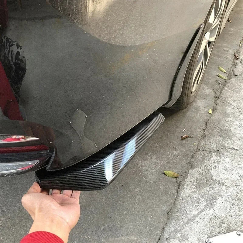 Car Front Rear Anti-collision Corner Protection Universal Carbon Fiber Gloss Black Bumper Strip Rear Spoiler Modification Parts