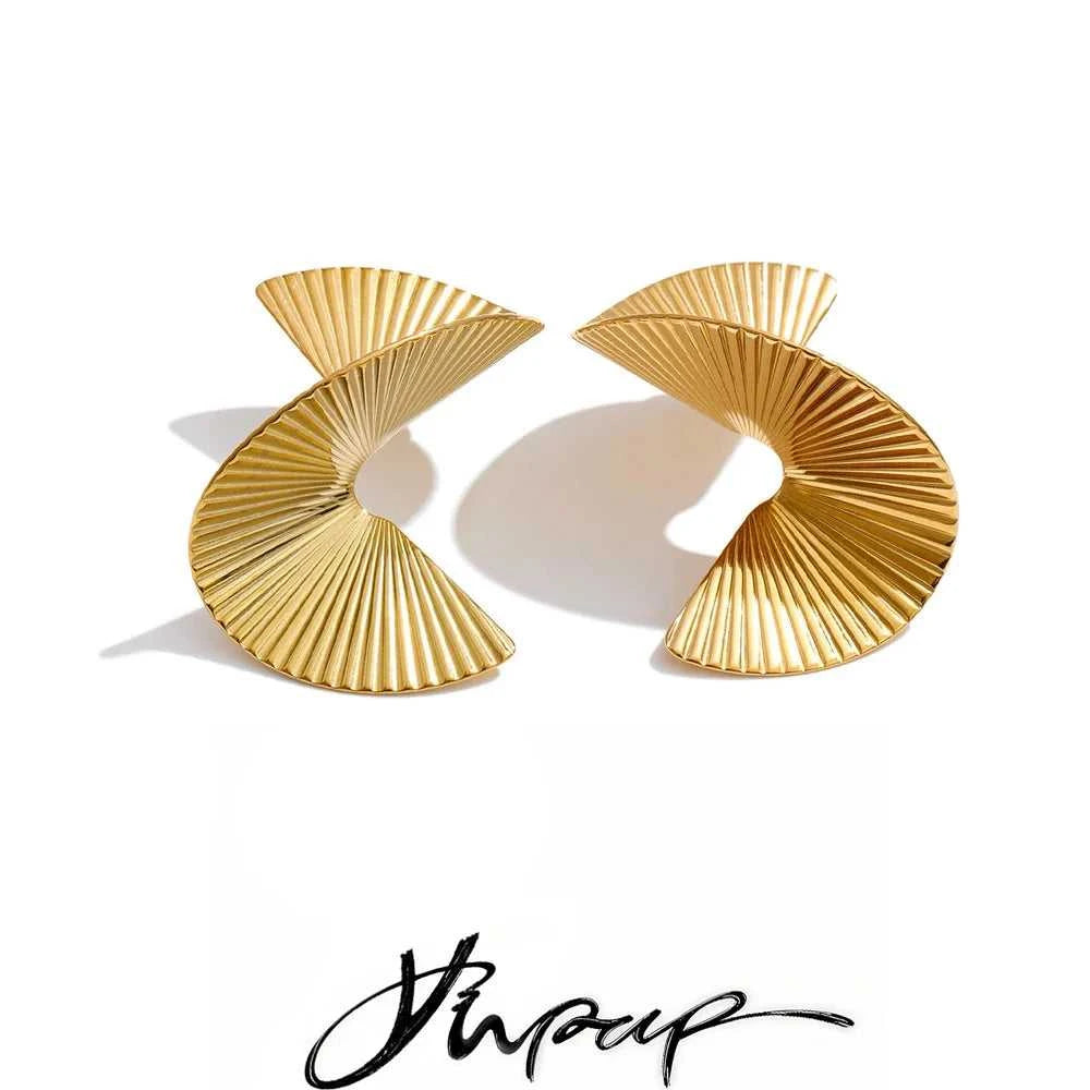 Yhpup Statement Stainless Steel Metal Twist Gold Color Geometric Stud Earrings Fashion Temperament Waterproof Jewelry Wholesale The jack market .AU The jack market .AU Jewellery & Chains $ 52 200001034:361181#YH3093A Steel