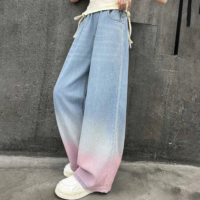 2024 Big Teens Girl Tencel Wide-Leg Jeans Kids Girls Gradient Color Pants Children Outwear Long Trousers Girl Clothing 4-12Years The jack market .AU The jack market .AU Mum & Kids: Essential Products for Every Family $ 48 14:771#model 1;200000463:200004207#150CM