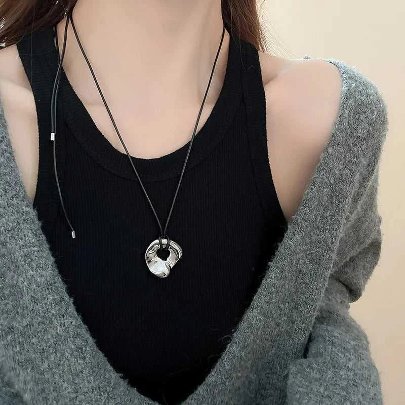 Fashion Spiral Heart-Shaped Pendant Necklace for Women Adjustable Long Black Wax Rope Clavicle Chain Charm Couple Birthday Gift The jack market .AU The jack market .AU Jewellery & Chains $ 48 200001033:200003757#5