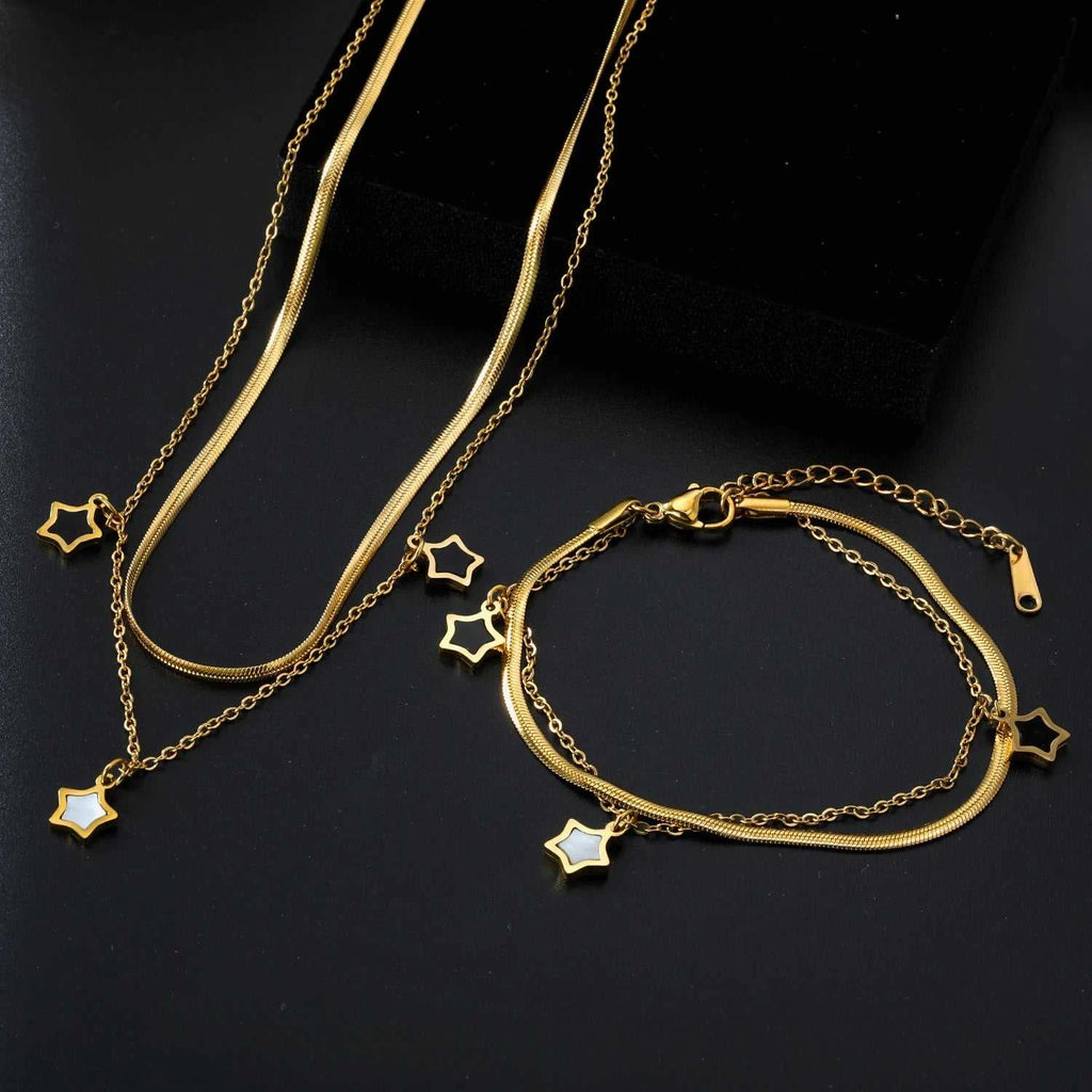 LUXUSTEEL Chain Pendant Earnail Set Four-Leaf Clover Shaped Stainless Steel Pendants Necklace Earring Sets Necklace Jewelry Gift The jack market .AU The jack market .AU Jewellery & Chains $ 51 200001033:200003760#LPS11101G