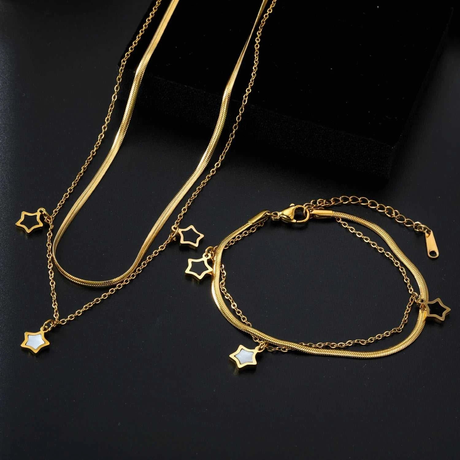 LUXUSTEEL Chain Pendant Earnail Set Four-Leaf Clover Shaped Stainless Steel Pendants Necklace Earring Sets Necklace Jewelry Gift The jack market .AU The jack market .AU Jewellery & Chains $ 51 200001033:200003760#LPS11101G