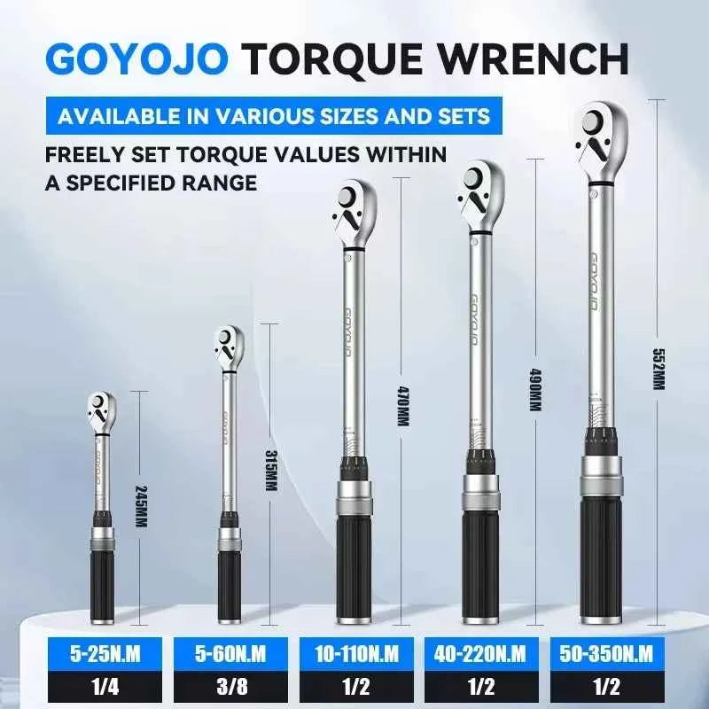Pro Torque Wrench 3/8” Drive 5-60N.m & 1/4” Drive 5-25N.m - Precision Tool for Bicycles & Automotive Repairs