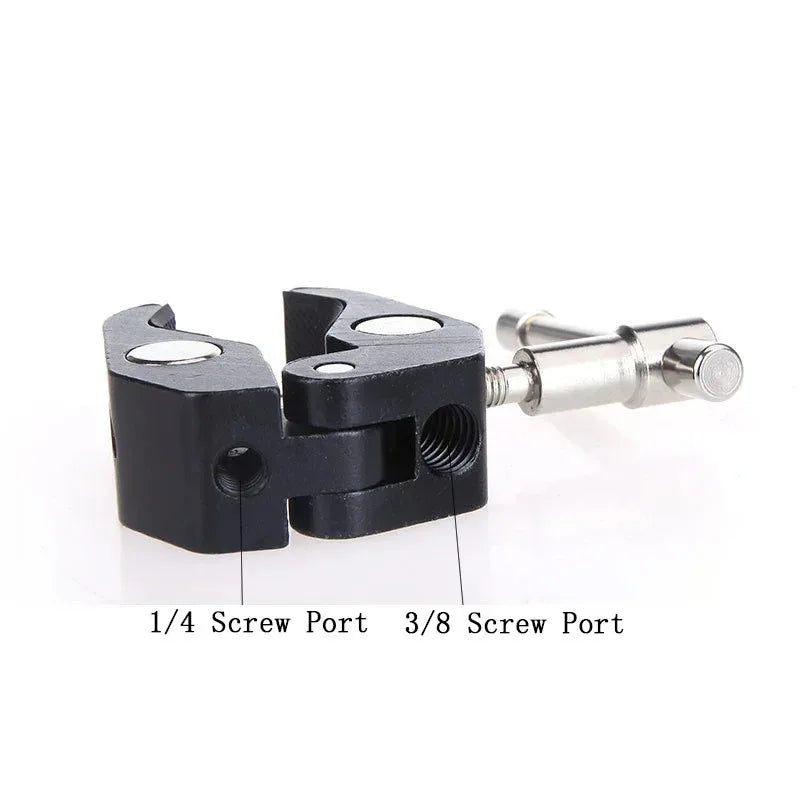 Magic Arm Clip Ballhead Clamp Double Ball Adapter Shoe Mount Adapter Tripod Monopod Clip for Monitor Led Light 1/4" Camera