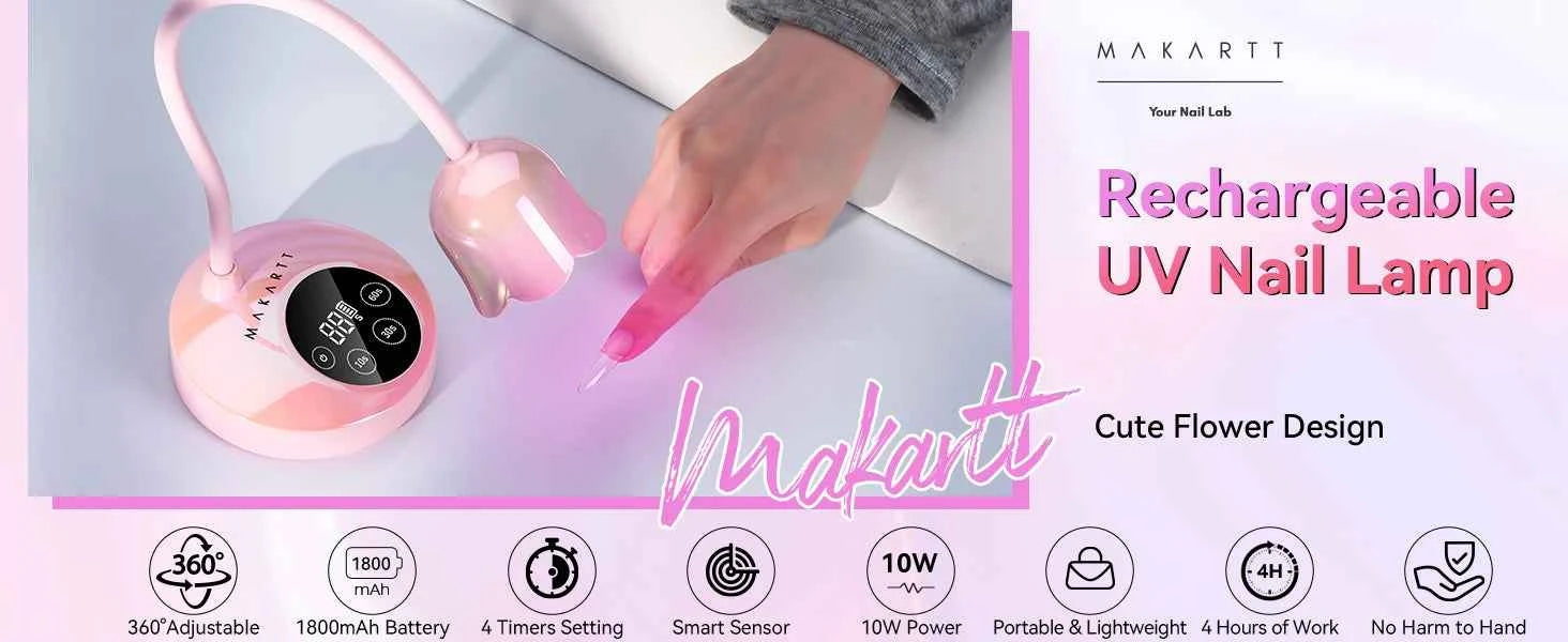 Makartt Mini UV LED Nail Lamp - Rechargeable & Fast-Curing Gooseneck Design for Perfect Gel Nails at Home