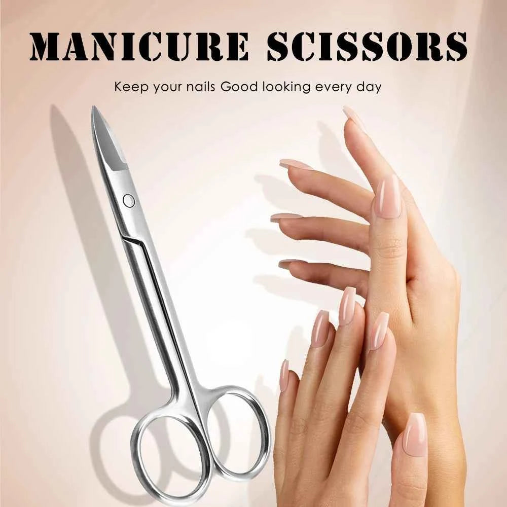 Nail Pro Stainless Steel Cuticle Scissors - Precision Curved Blades for Eyebrows, Eyelashes & Dry Skin