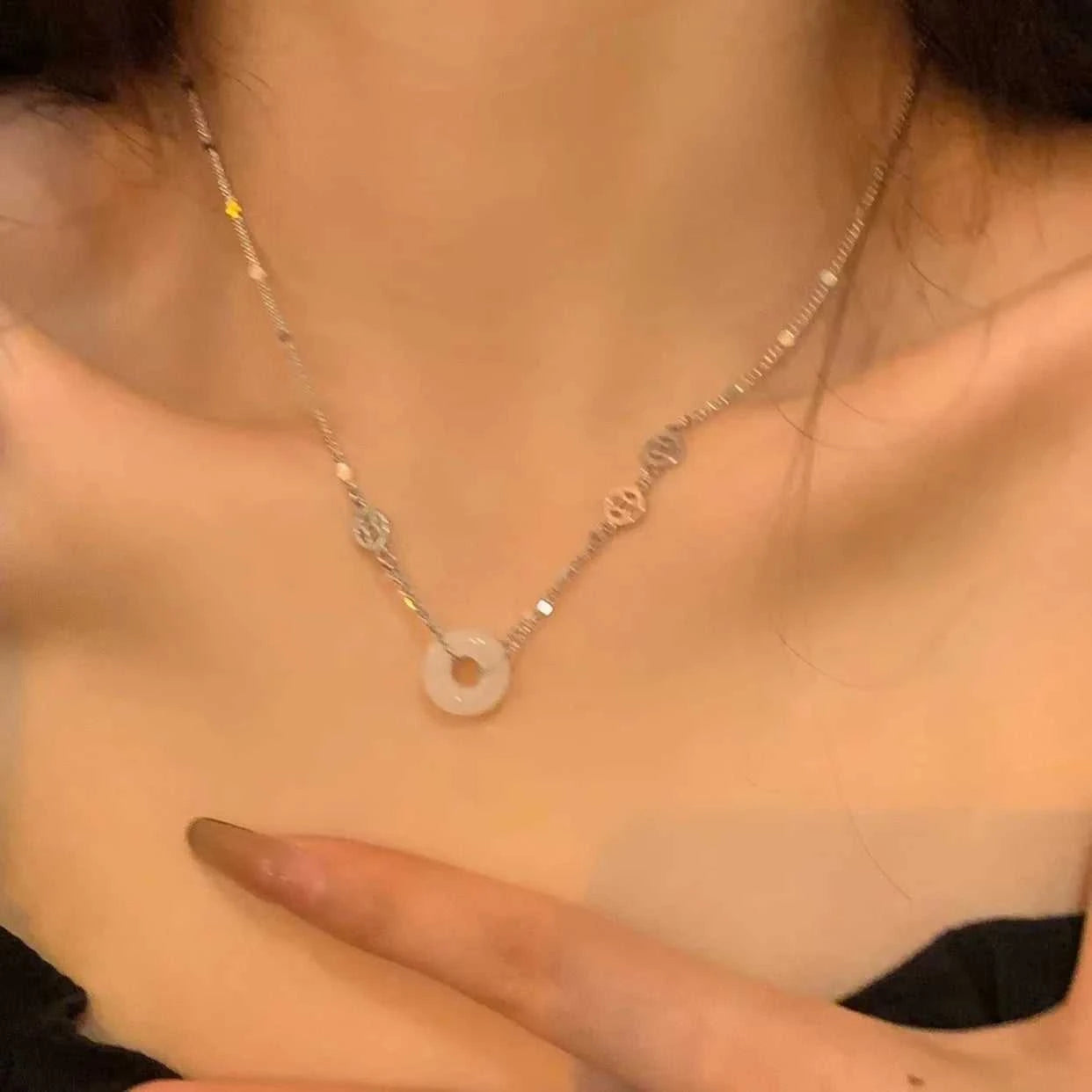 New Chinese Style Stone Buckle Necklace New Female Minority Design Sense Clavicle Chain Neck Chain Aesthetic Jewelry The jack market .AU The jack market .AU Jewellery & Chains $ 55 200001034:17053024#silver
