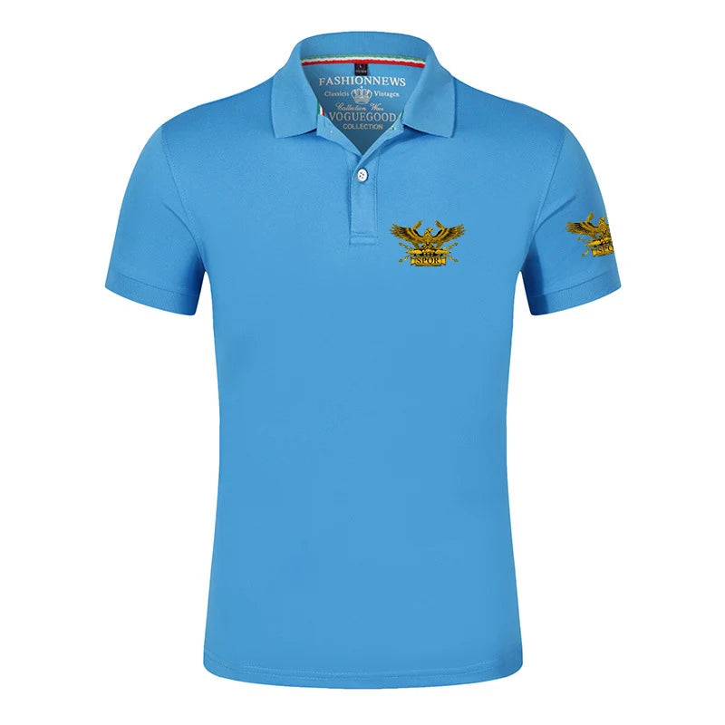 2024 New SPQR Roman Gladiator Imperial Golden Eagle Printed Summer Casual Polo Shirts Men Summer Short Sleeves T-shirts Tops