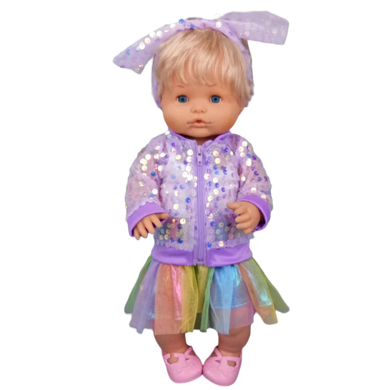 Nenuco 17-Inch Baby Doll Dress - Festive Christmas Tree Design with Red & Green Skirt for 40cm Dolls