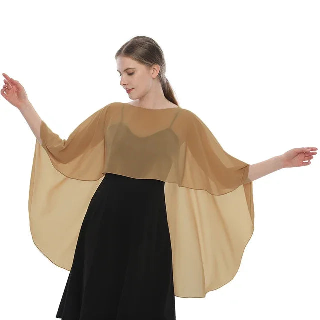Women Chiffon Capes Shawl Ladies Evening Wedding Party Capes Shrug Ladies Bridal Lightweight Long Shawl and Wraps Dress Cover Up