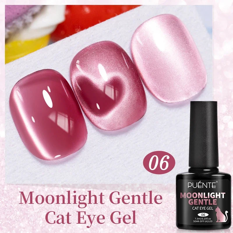 PUENTE Cat Eye Magnetic Gel Nail Polish - Vibrant Starry Galaxy Effect, Soak Off UV, 7.5ML