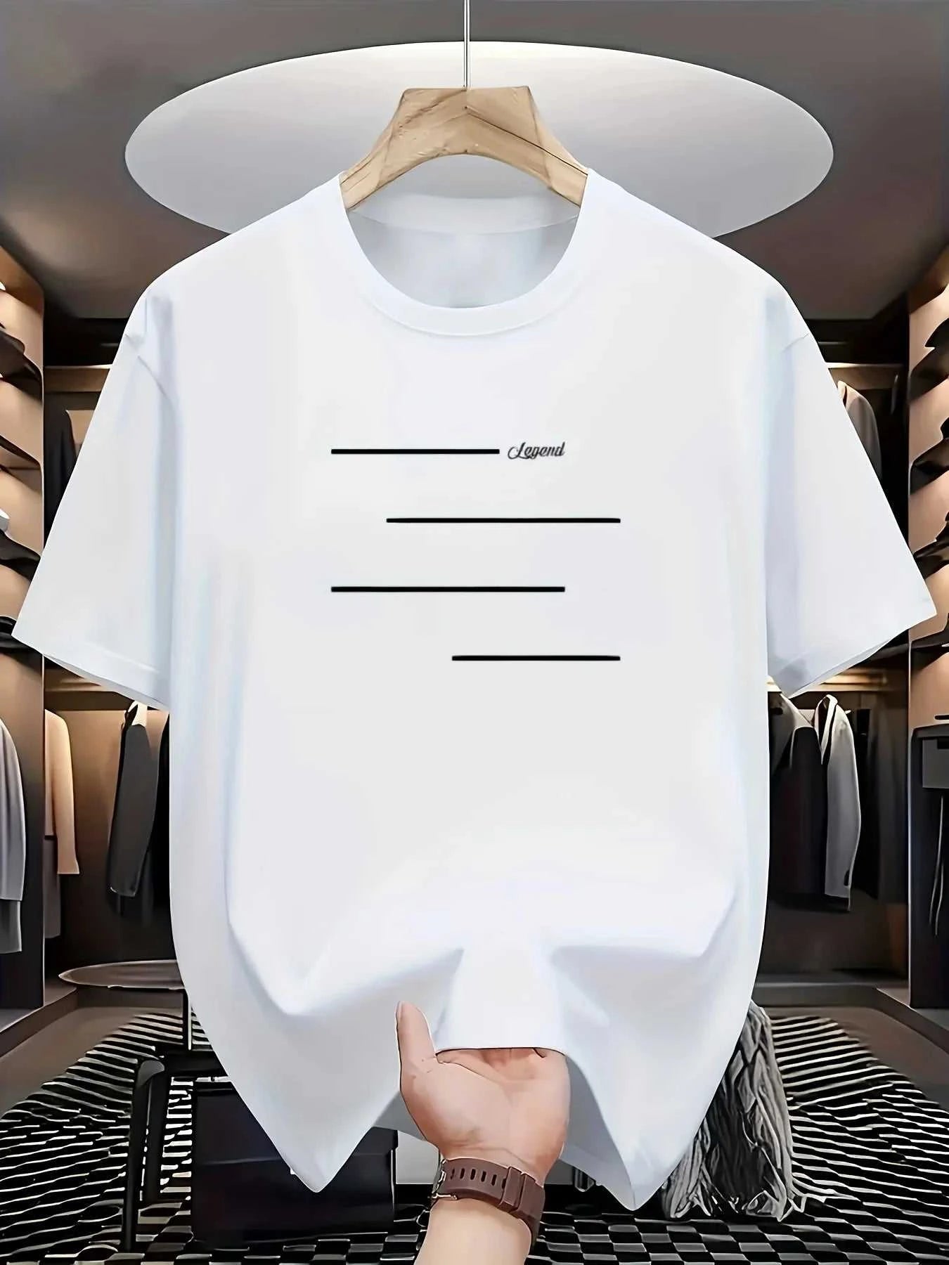 Men Cotton Casual Striped T-shirt Soft Breathable Short Sleeve Round Collar Casual Fit Minimalist Pure White Men Clothing The jack market .AU The jack market .AU Men Fashion $ 30 14:771#1;5:361386