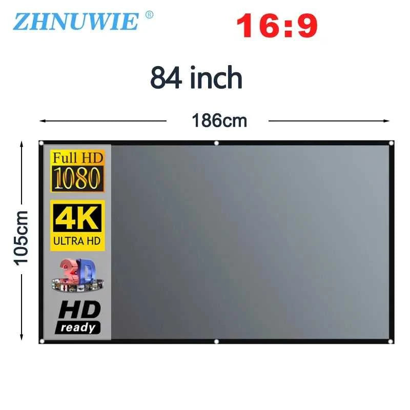 ZHNUWIE Projector Screen 16:9 Metal Anti Light Curtain Reflective Fabric Cloth For YG300 XGIMI H3 HALO Mogo Xiaomi DLP Projector The jack market .AU The jack market .AU Home $ 71 977:202689808