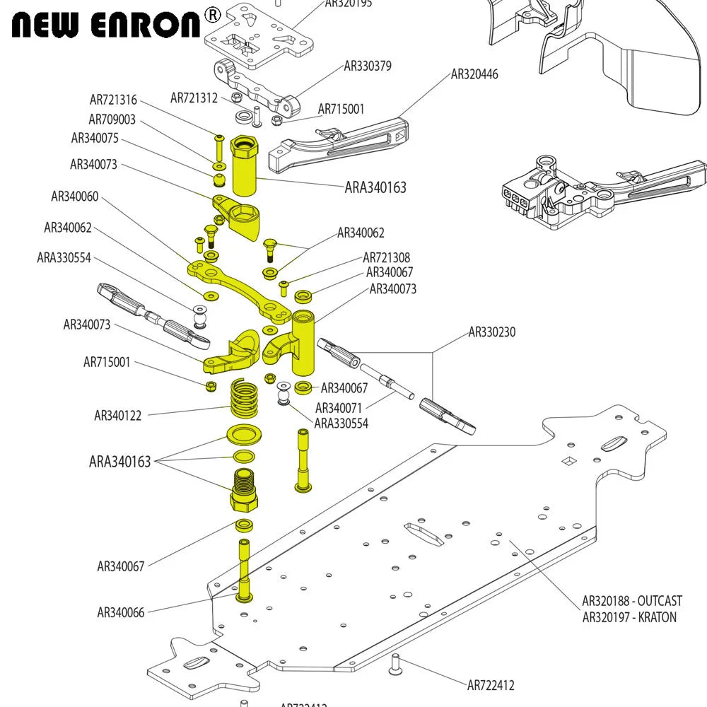 NEW ENRON Aluminum Steering Assembly AR340073 AR340066 Upgrade Parts FOR 1/7 1/8 RC Car ARRMA Kraton OUTCAST Mojave TALION