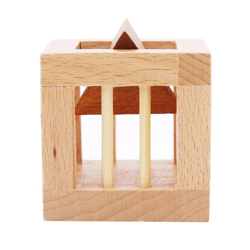Wooden Puzzle 3D Unlock Brain Teasers Cage Apart Triangle Luban Lock Educational Intellectual Toys Juegos De Ingenio Y Logica