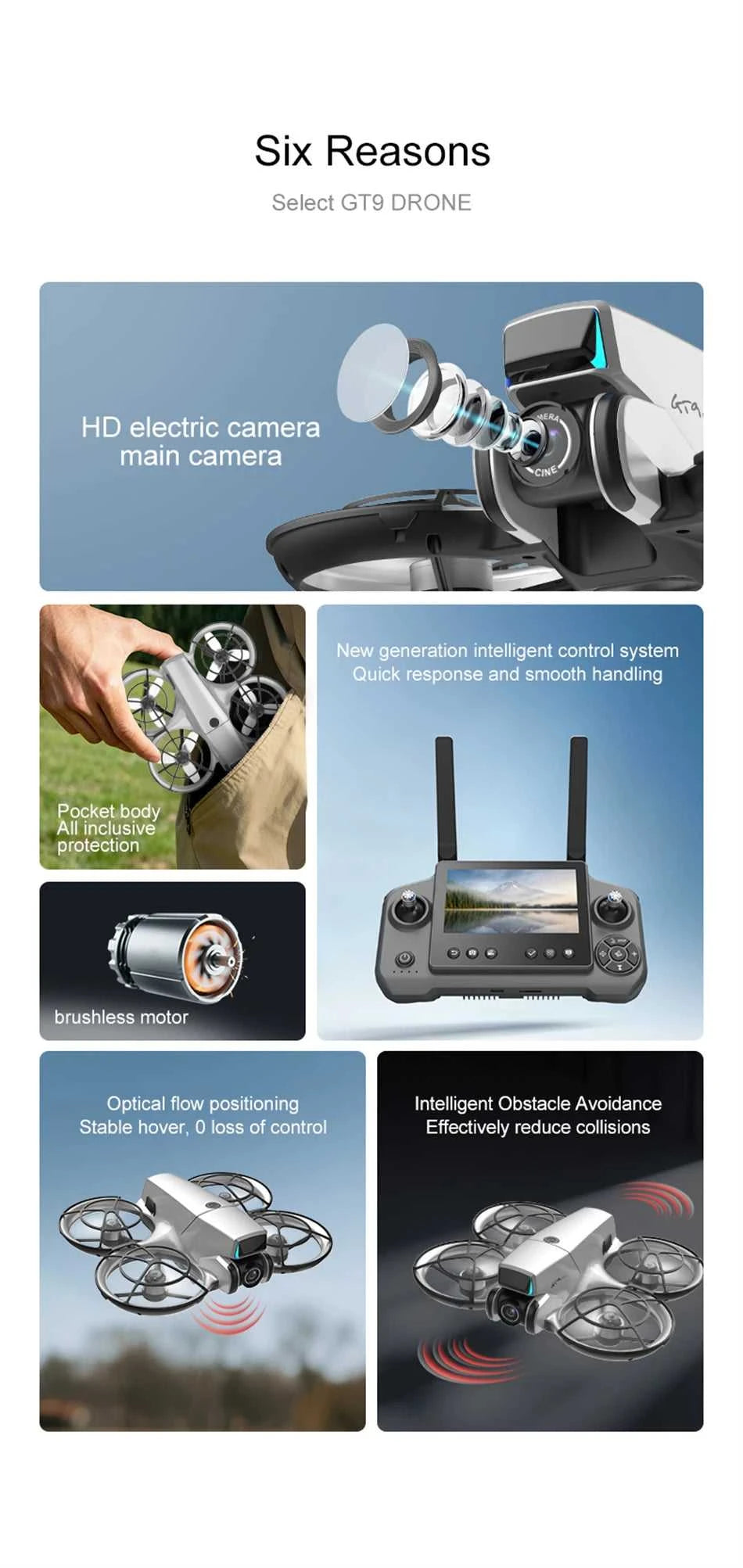 2026 New Drone 4.3 Screen 2.4G 6CH Brushless 1503 4000KV 143g No Registration EIS Anti-Shake Optical Flow WiFi RC Quadcopter Toy The jack market .AU The jack market .AU Drones $ 108 14:193#GT9-8K-Grey-1B;200000828:201589807#8k-Screen display