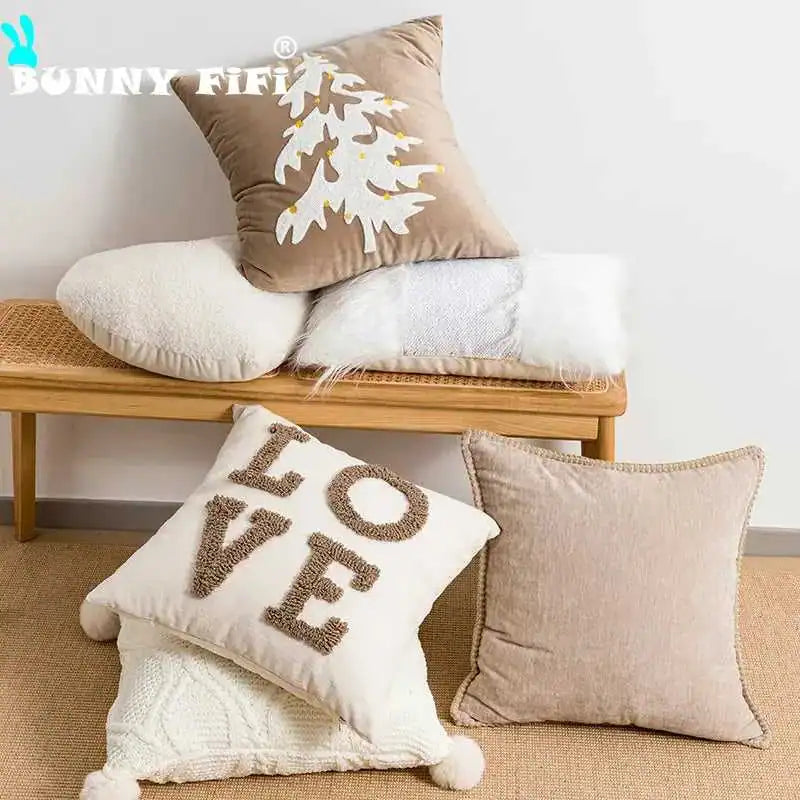 Beige Heart Tree Sugar Christmas Cushion White Red Pillow Cover for Home Decoration Soft Chenille Plush Tufted Emboridered The jack market .AU The jack market .AU Home $ 43 14:201619812#Love