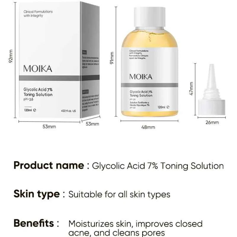 120ml Hydrating 7% Glycolic Acid Face Toner AHA Pore Minimizing Serum Facial Exfoliating Moisturizing Face Lotion